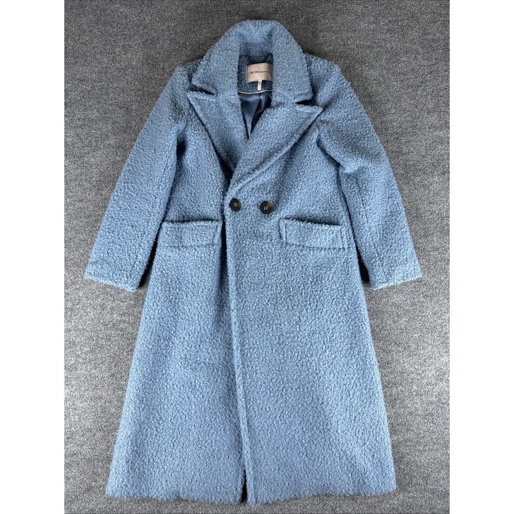 BCBG  TEDDY COAT FAUX FUR BLUE COZY WARM SMALL
